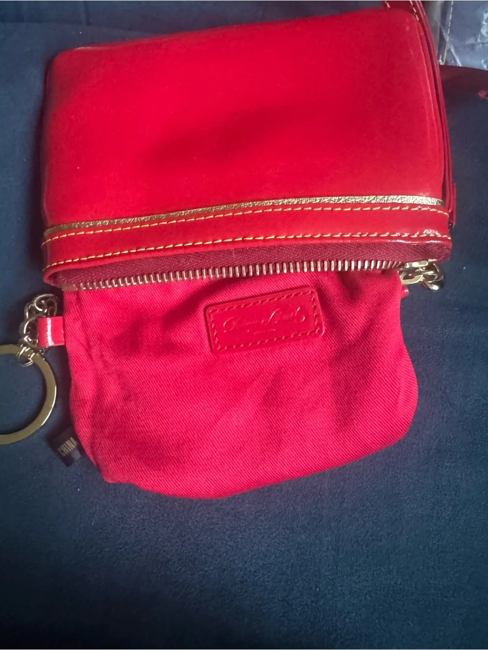 Dooney & Bourke Patent Leather Wristlet w/Tassel EUC